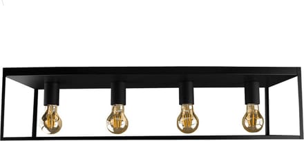 Mat zwart plafondlamp - 4 x E27 - 16 W - dimbaar - industriële look