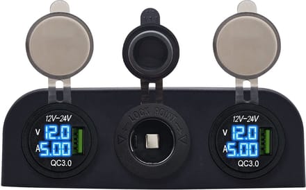 ProRide 12V USB Autolader 1 Poort - Voltmeter en 12V/24V Sigarettenplug - Drievoudig opbouw