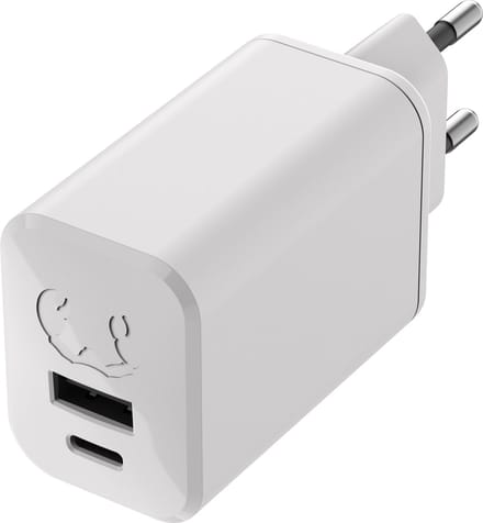 Fresh 'n Rebel USB + USB-C mini Snellader - 2 poorten - Oplader USB-C + USB - 65W - Compact en Veilig - Ice Grey
