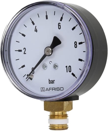 Manometer 0-10bar - 63mm - radiaal 1/4"