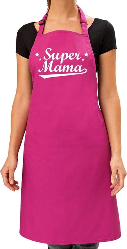 Super mama cadeau bbq/keuken schort roze dames - kado schort voor mama's