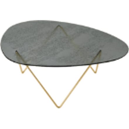 Gubi Pedrera salontafel - messing - gestructureerd rookkleurig glas