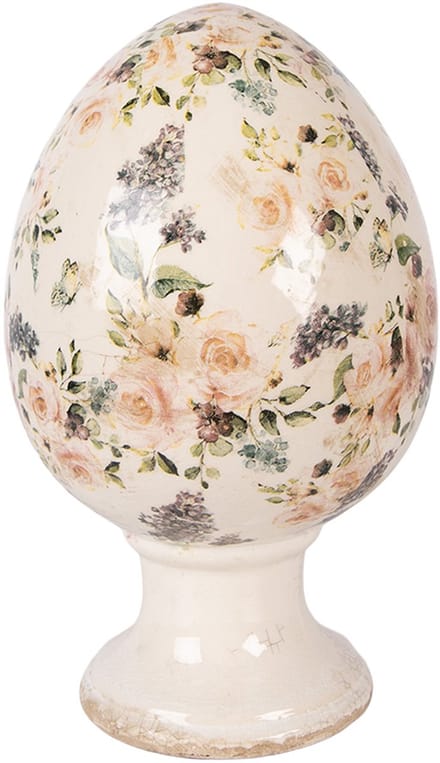 Clayre & Eef Decoratie Beeld Ei Ø 17x28 cm Beige Keramiek
