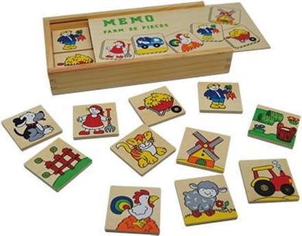Houten Memo geheugenspel - Boerderij 32 delig