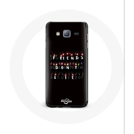 Coque pour Samsung Galaxy J3 2016 Stranger Things Affiche Friends Don't Lie Joyeux noël