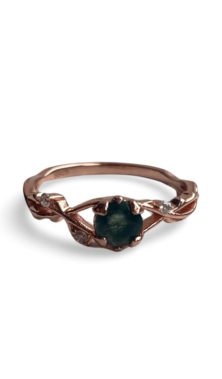 Sierlijke rosé mos agaat ring/maat 57/zirkonia/bling-it