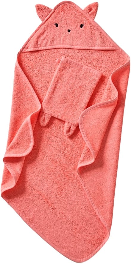 Vertbaudet Badcape + washandje van biologisch katoen