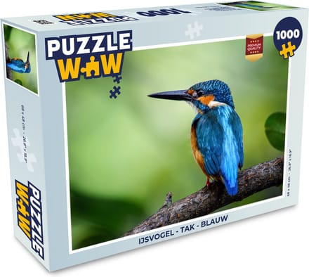 Puzzel IJsvogel - Tak - Blauw - Legpuzzel - Puzzel 1000 stukjes volwassenen