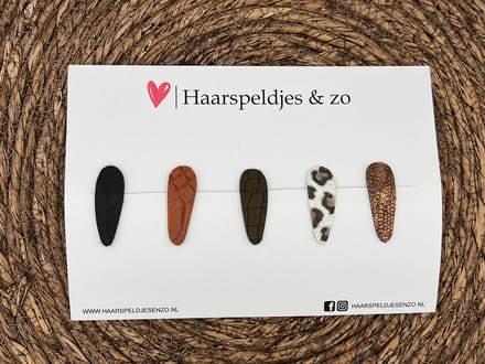 Haarspeldjes 'Lott' setje 4 - speldje met imitatieleer - 4 cm speldjes