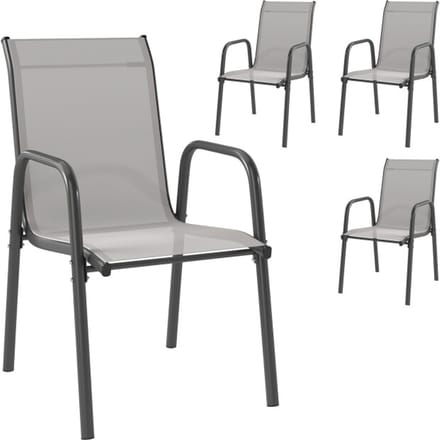 4goodz 4 stuks Comfortabele tuinstoelen - stapelbaar - Grijs