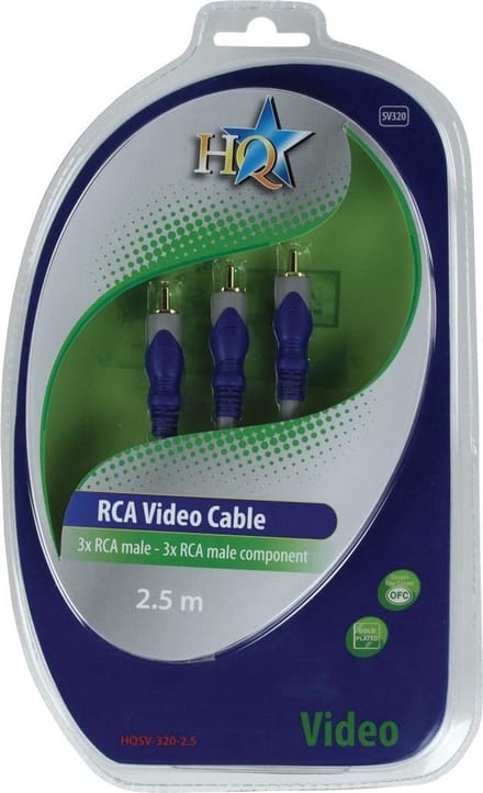HQ Standaard 3x Rca Mannelijk Component Video Kabel 2.50 M