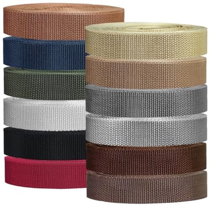 Zware Polypropyleen Singelband 1 Inch - 12 Rollen van 5,5 Meter - Ideaal voor Tassenhandgrepen en Ambachten