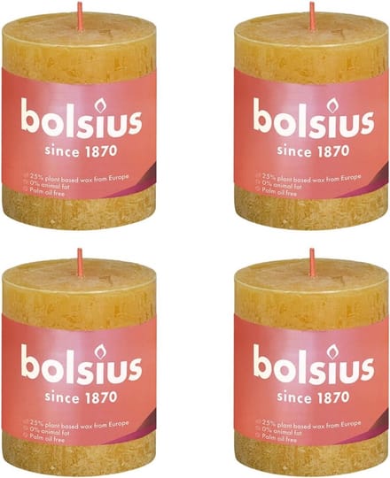 Bolsius Stompkaarsen Shine 4 st rustiek 80x68 mm honinggeel