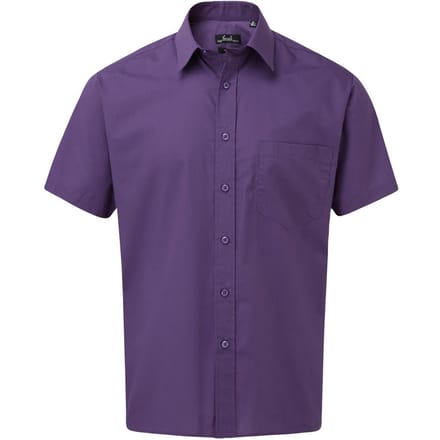 Premier Herenshirt met korte mouwen Popeline (Paars)