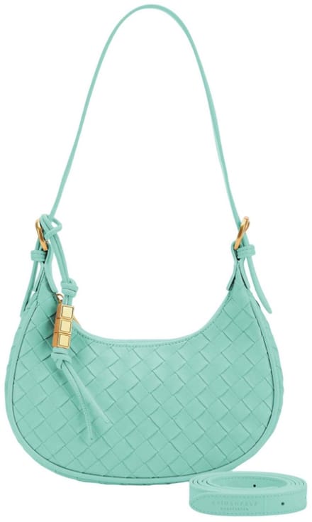 SEIDENFELT MANUFAKTUR Schoudertas Kinna Round Shoulderbag Aqua Green Mintgroen