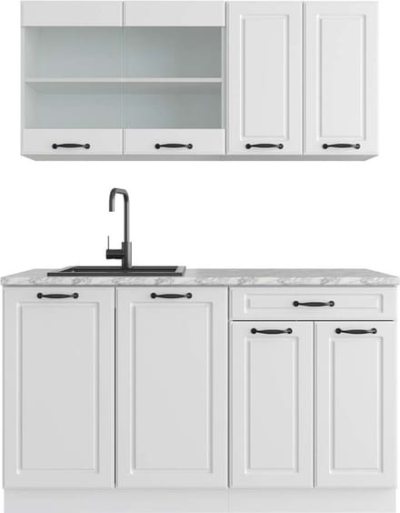 Vicco R-Line Eenpersoonskeuken – 140 cm, WB Marmer Wit landhuis/wit