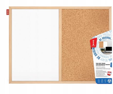 MemoBe Duo Bord: Whiteboard & Kurk, 60x40cm, Houten Frame