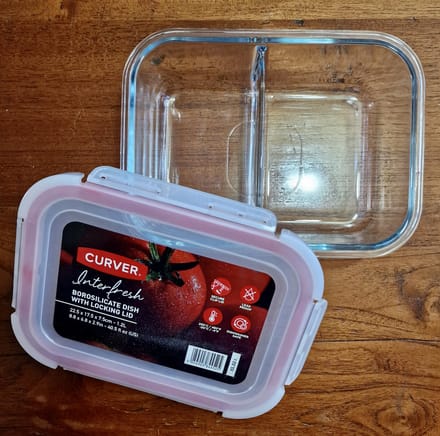 Curver glazen ovenschaal met deksel 1,2 L, 2 vakken