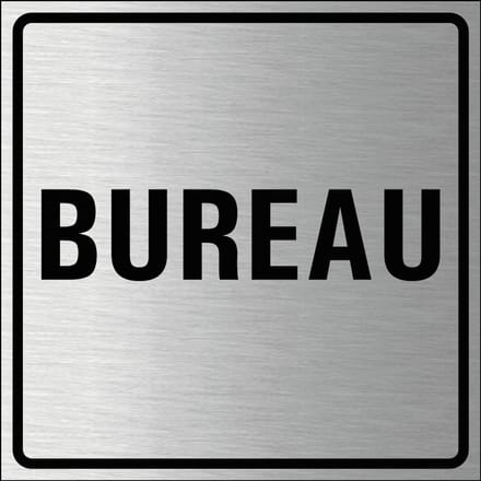 Bureau bordje, geborsteld aluminium 150 x 150 mm