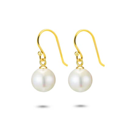 Twice As Nice Oorbellen in 18kt verguld zilver, parel 1 cm