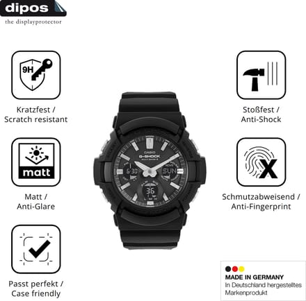 dipos – 2x Matte Pantserfolie geschikt voor Casio G-Shock GAW-100 | 9H Screenprotector