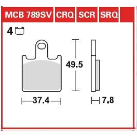 Bremsbelagsatz, ohne Straßenzulassung TRW MOTO MCB789SCR