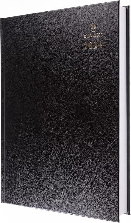 Collins Debden Standaard Bureau 2024 Dagboek - A4 - 2 Pagina's per Dag - Business Planner - Zwart