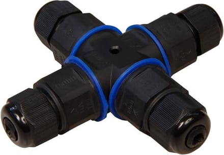 Kabelverbinder 4-weg connector waterdicht IP68 - Stekker 3-polig - Lasdoos Max. 1,5mm² (8.0 mm) - Kabeldoos 230V