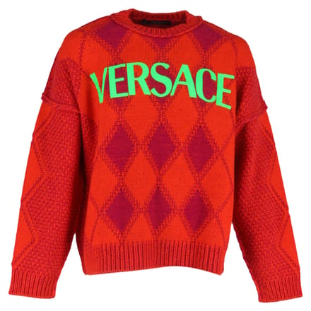 Versace Logo Argyle trui in rode wol