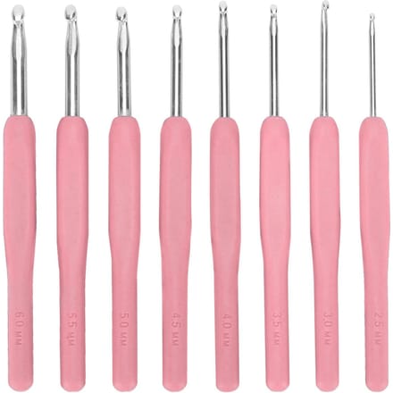 8 pièces Crochets à Tricoter Multiples Couleurs Aiguilles à Pull Manches Douces Outils de Tissage pour Amateurs d'Artisanat Pink