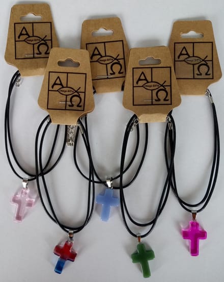 Modeketting met glazen hanger - Kruisje - Diverse kleuren
