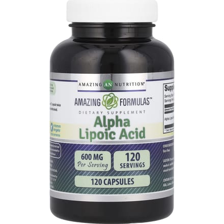 Amazing Nutrition, acide alpha-lipoïque, 600 mg, 120 gélules black
