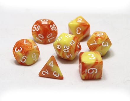 Dobbelsteen - Dice Yellow & Orange dobbelstenen voor Dungeons & Dragons