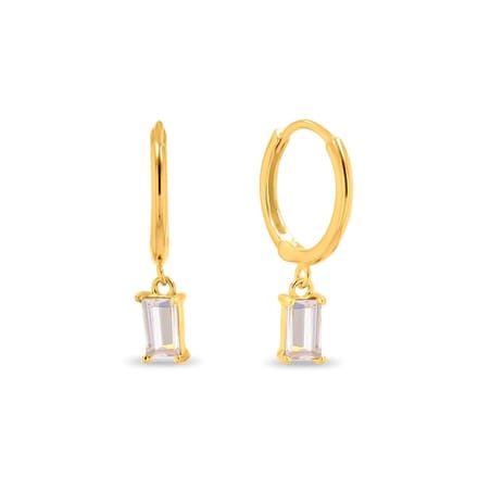 LOVI Square Oorringen / Oorbellen | Wit/Goud | Ø 12 mm | 21 x 12 mm | 925 Silver