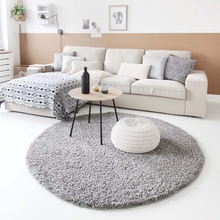 Rond hoogpolig vloerkleed - Shaggy Trend lichtgrijs 200