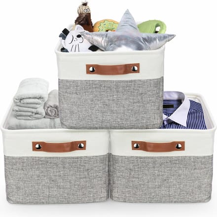 Tranquil Abode Opvouwbare Opbergmand - Set van 3 Stevige Stoffen Opbergmanden met Handgrepen