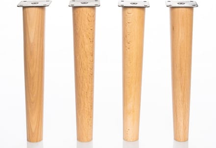 Set van 4 Houten Meubelpoten, Massief Beukenhout, Conisch Model