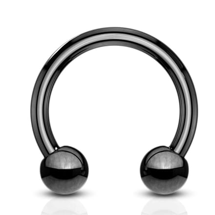 Horseshoe rond extern 2.4x12x6 mm - zwart - LMPiercings