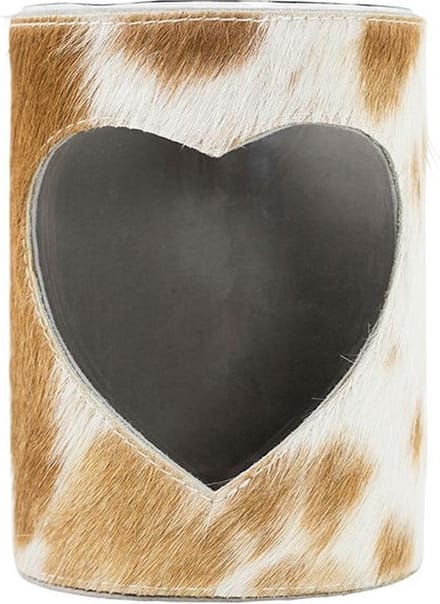 windlicht koe hart bruin/wit 10cm