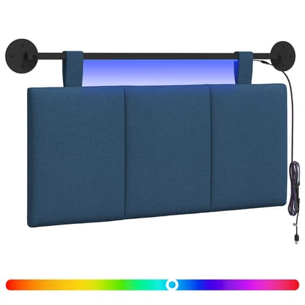 vidaXL - Hangend - hoofdbord - Met - LED-verlichting - Blauw - Stof