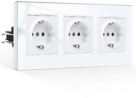 Driegangs Aansluiting met Klauwen en Gehard Glazen Paneel - Geaard 16A 250V