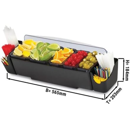 GGM Gastro Garnituurstation - 6 bakjes - 3,3l - met deksel transparant