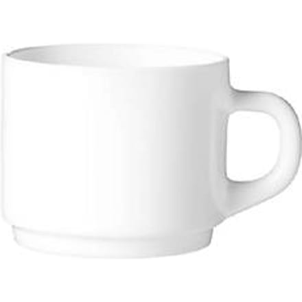Arcoroc Everyday koffiekop 0,22 l gehard glas, wit, stapelbaar, H 65 mm - modern & robuust, set van 6