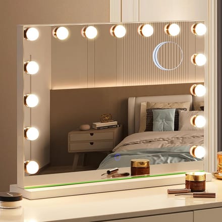 Verlichte Hollywood Make-up Spiegel met 15 Dimbare LED Lampen