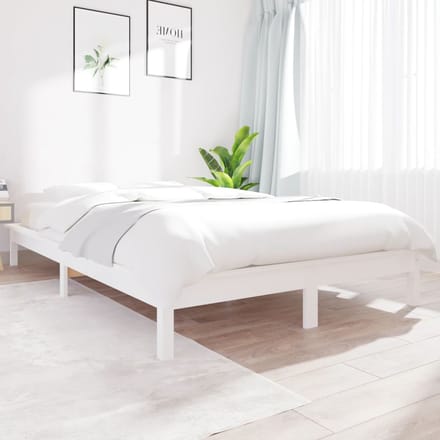 vidaXL - Bedframe - massief - grenenhout - wit - 140x200 - cm