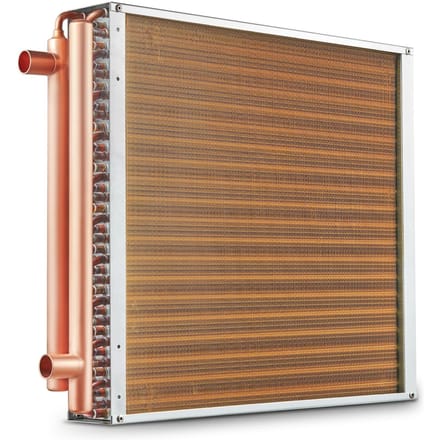 20 x 20  Warmtewisselaar Water naar Lucht 3-Rijig 3/8  Koperen Aansluitingen 242 Vinnen