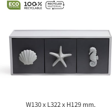 Qualy - Ladekast 1 Rack (3 Lade) “Ocean Drawer Rack (3 Drawers)” W137 × L322 × H129 mm