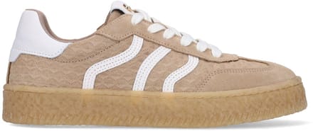 No Stress - Dames - Taupe leren sneakers - Maat 42