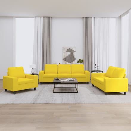 vidaXL - 3-delige - Loungeset - stof - lichtgeel