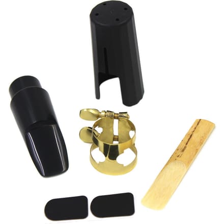 Sopraansax Saxofoonmondstuk Kunststof met dop Metalen gesp Riet Mondstuk Patches Pads Kussens black